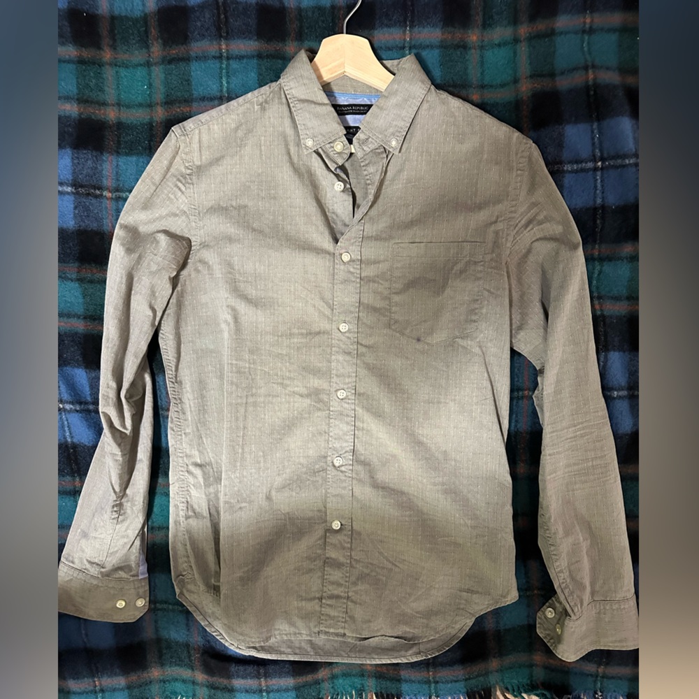Banana Republic Slim Fit Size Small Shirt Gray Grey